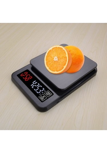 Tongxida Dijital Mini Terazi 10kg 0.1g Lcd Arkadan Aydınlatmalı Cep Elektrikli Ağırlık Gramları Siyah Siyah