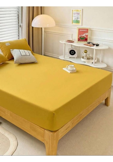 Totem Ranforce Yastık Kılıflı Lastikli Çarşaf Takımı 180 X 200 Battal Boy Sarı