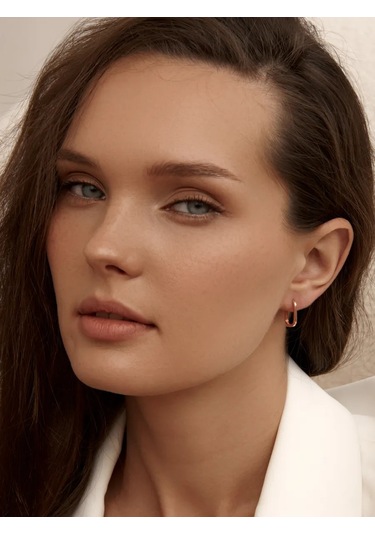 Zoloto Russkih Kongo Hoop Küpeleri Dikdörtgen, 925 Ayar Gümüş Altın Kaplama. 152112633 Altın