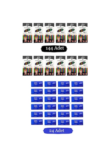 Gen-of Hb Köşeli Kurşun Kalem144 Lü+ Sınav Silgisi 24 Lü