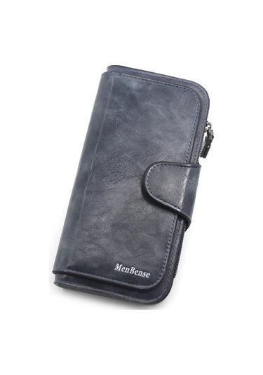 Kadın Üç Katmanlı Cüzdan Deri Cüzdan - Mavi