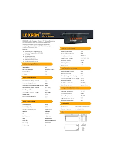 Lexron 25.6v 200ah Lityum Batarya