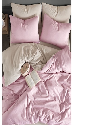 More Home Tek Kişilik Nevresim Seti + Yastık Kılıfı Pudra Bej