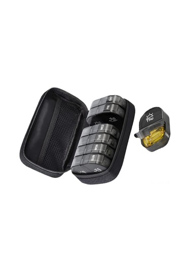 Kangvka Haftalık 14 Bölmeli Sağlık Kutusu, Tarihli Markalı, Su Geçirmez, Nem Ve Toz Koruyucu, Plastik İlaç Depolama Kutusu Siyah