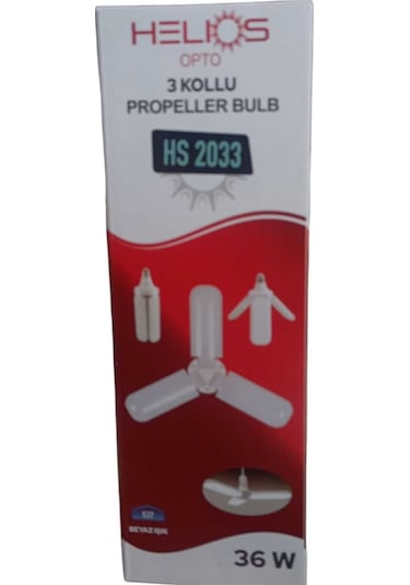 Beyaz 3 Kollu Katlanabilir Pervane Led Ampul Tekli Beyaz Işık E27 Led Ampul 0 - 250 Watt Yok A'dan G