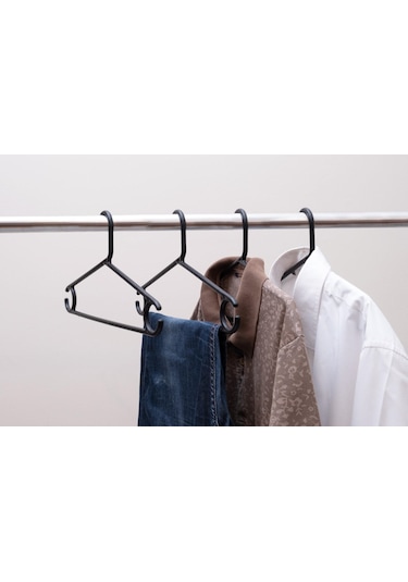 12 Adet Plastik Siyah Kıyafet Elbise Askısı Askılığı Gömlek Askı Siyah