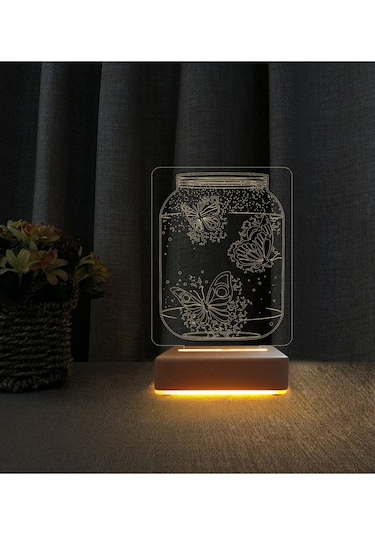 Kelebekli Lamba 3d Led Masa Lambası Doğum Günü Lamba