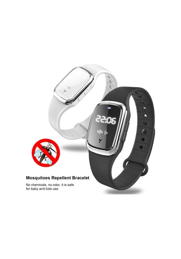 Geekyou M1 Siyah Sayısal Göstergesiz Ultrasonik Pestisit-free Sünger Bileklik, Çocuklar İçin Dışarıda Taşınabilir Batarya İle Çalışan Kovucu Cihaz