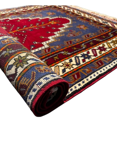 El Dokuma Sıfır Konya Kavak Halısı Seccade 117x185 Kök Boya Sık Namazlık Kırmızı