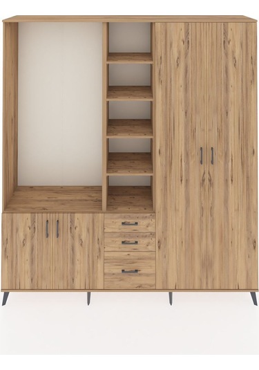 Hyperion Dolap 13 Raflı 3 Çekmeceli 4 Kapaklı 220x44x243 Çam-çam/çam Atlas Çam/atlas Çam