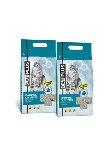 CatPlus Aktif Karbon Topaklaşan Bentonit Kedi Kumu 2 x 10 L