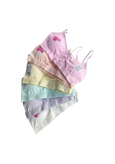 6'lı Paket Askılı Pedli Düz Büstiyer Karışık Renk Karışık Renk