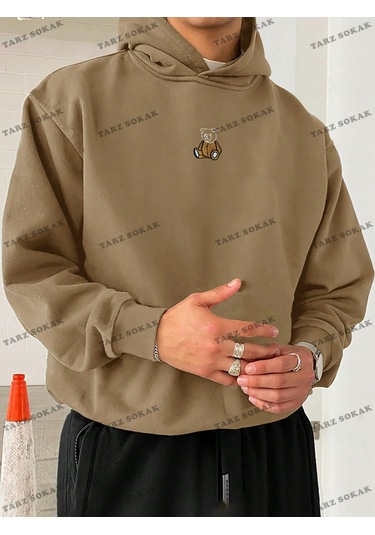 Y2k Trend Sezon Unisex Retro Sweatshırt Kapşonlu Kod 1690 Trz1565 Bej