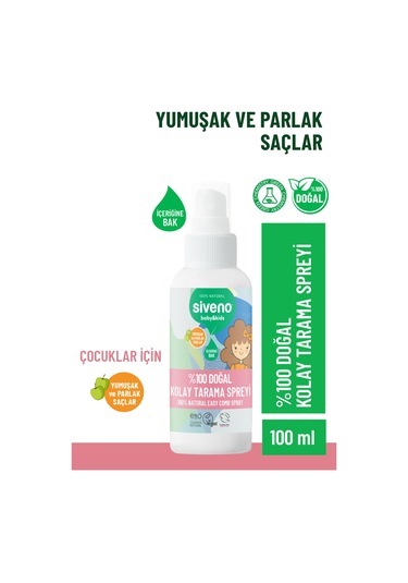 Siveno Doğal Kolay Tarama Spreyi Çocuklar İçin Nemlendirici Hindistan Cevizi Yağlı 100 Ml