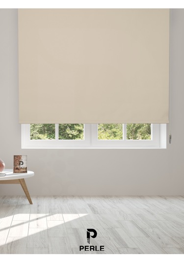 Br Perle Home Ekru Rengi Düz Mekanize Stor Perde Yüksek Kalite Metropol Serisi Ekru
