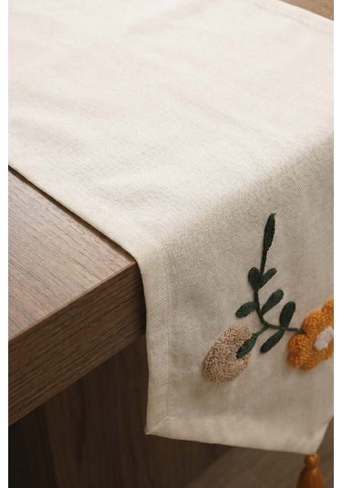 Sarı Papatya Punch İşlemeli Runner 35x140 Cm Çok Renkli