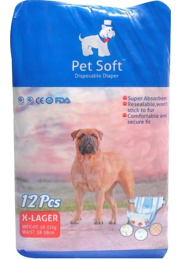 Pet Soft Köpek İçin Alt Tuvalet Bezi XL Boy 12'li 8 - 58 CM