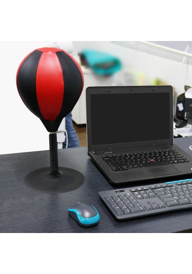 Konesam Ofis Stres Çözücü Pu Deri Masaüstü Savaş Topu - Geri Tepki Yaylı Süngerli Egzersiz Aleti