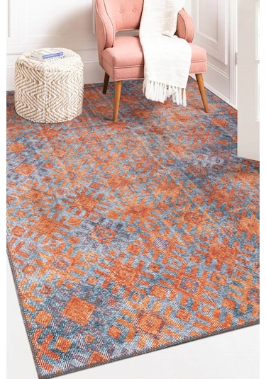 Funk Modern Dokuma Taban Dekoratif Turuncu Halı (Al 06)