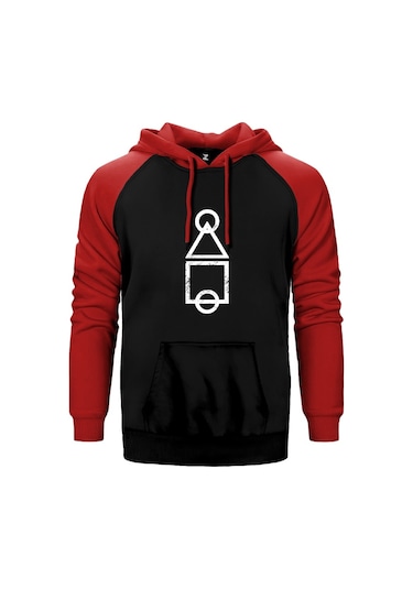 Squid Game Keys Kırmızı Reglan Kol Kapşonlu Sweatshirt Kırmızı