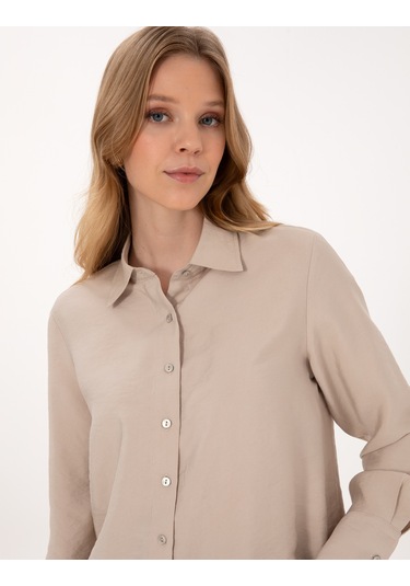 Pierre Cardin Kadın Vizon Gömlek Desenli 50318219-vr052 Vizon