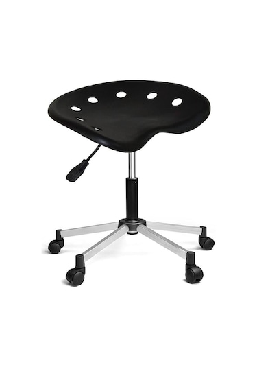 Türksit Nil Amortisörlü Tabure Metalik Gri Boyalı Ayak Siyah Siyah