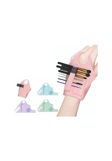 Suntek Silikon Fırça Temizleme Matı Makyaj Bilekliği Pembe