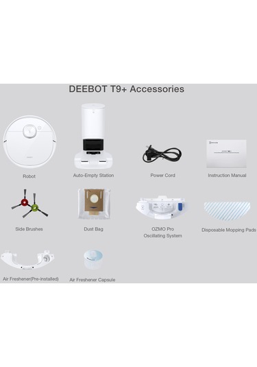 Ecovacs Deebot T9 Plus Akıllı Robot Süpürge ve Paspas Beyaz