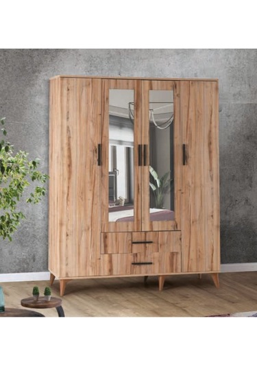 Bera Atlantik Çam 4 Kapılı Yakut Dolap