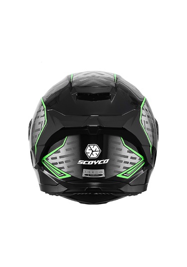 Motoanl Full Face Ce Yüksek Güvenlikli Motor Kaskı Exorcısm Edition Siyah Yeşil