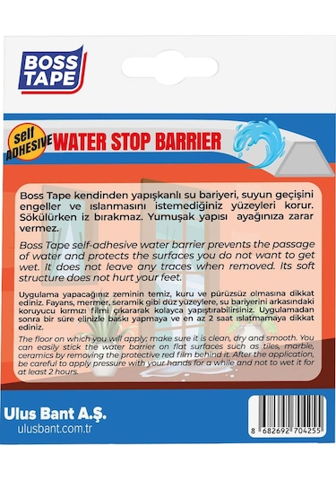 Duş, Kapı Eşiği, Mutfak Tezgahı Etrafı Su Kesici Bariyer - 1 Metr