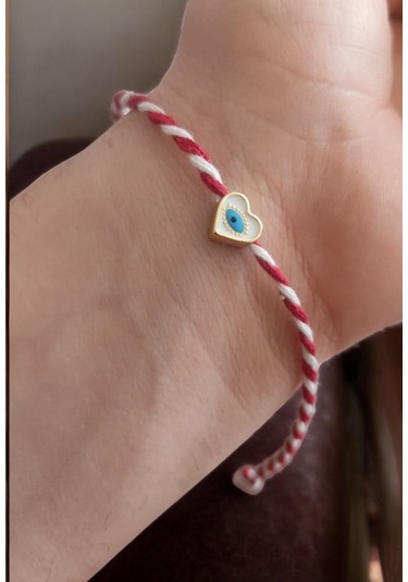 Marteniçka Kalpli Nazar Boncuk Göz Şans Bileklik Seti 2 Adet Gold