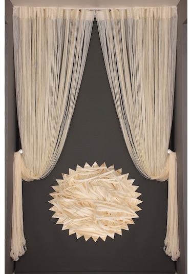 Düz İp Model Krem Renk Hazır İp Perde 300 270 Krem