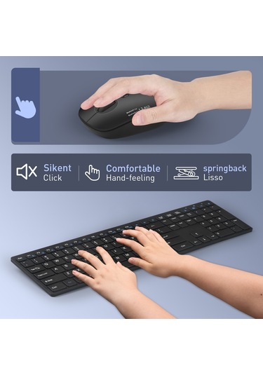 Mkespn 8022 2.4g Makas Ayak Ultra İnce Kablosuz Klavye Fare Seti Optik