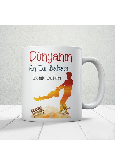 Dünyanın En İyi Babası Benim Babam Baskılı Babalar Günü Kupa Bardak Kahve Kupa Bardak Beyaz
