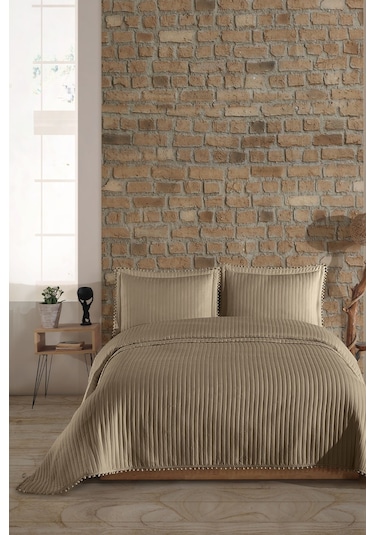 Elart Florita Yatak Örtüsü Seti Çift Kişilik 240x260 Cm Bej Bej