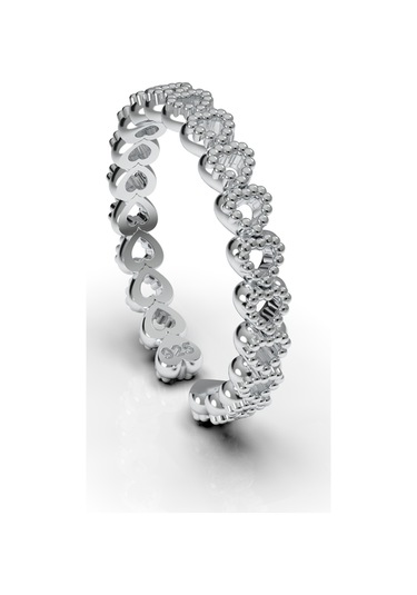 925 Ayar Oksitli Sıralı Tamtur Kalp Ayarlanabilir Gümüş Yüzük Rr10034 Gümüş