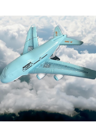 Işıklı, Uzaktan Kumandalı 6 Yöne Hareket Edebilen Eğlenceli Airbas Yolcu Uçağı - Kumandalı Uçak 001