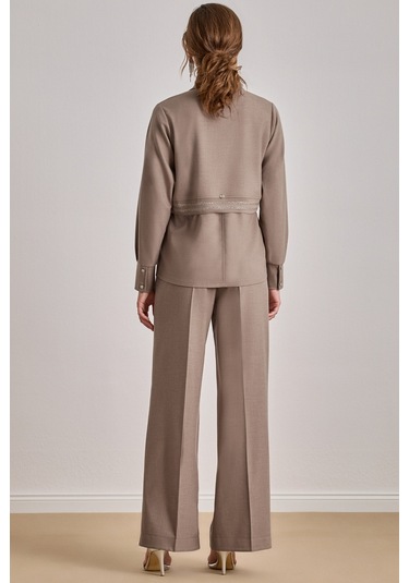 Relax Fit Bej Dokuma Gömlek Bej