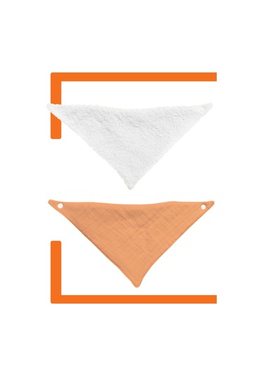 Bebek Ağız Bezi Salya Önlüğü Fular Çok Amaç 2'li K-byz Beyaz - Kiremit