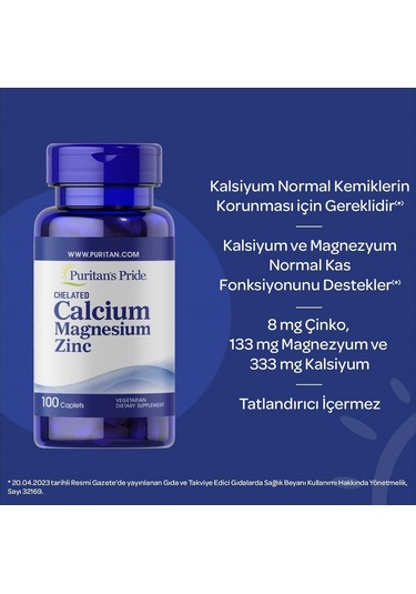 Puritan's Pride Calcium Magnesium Zinc 100 Tablet
