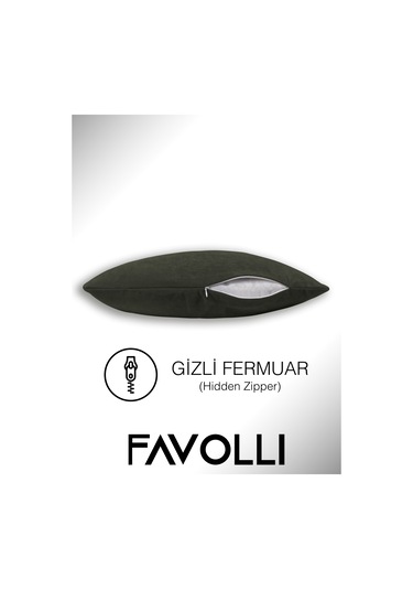 Br Favolli Kadife Dokulu Zeytin Yaprağı Rengi Kırlent Kılıfı Dream Serisi Punch Için Uygun Gizli Fermuar Zeytin Yaprağı