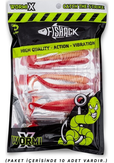 Silikon Kurt Yem - 4,2g 105mm - Turna/levrek Silikonu - 1 Adet - Kırmızı/beyaz - Karides Kokulu