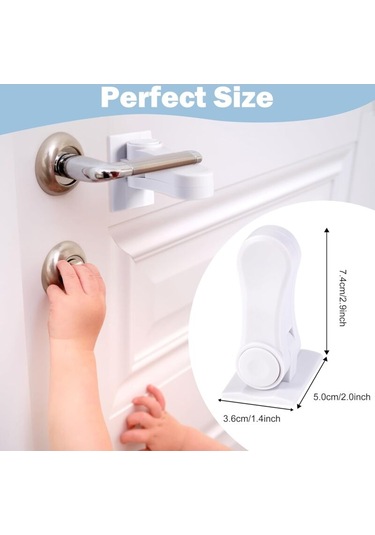 Çocuklara Dayanıklı Kapı Kolu, 4 Oda, Dayanıklı Abs Kapı Kolu Kilidi, Çocuklara Dayanıklı, Kendinden Yapışkanlı Arka Yüzeye Sahip Basit Tasarım