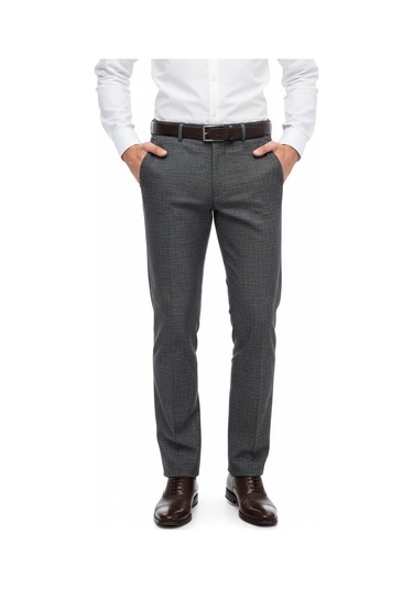 Erkek Regular Fit Hasır Kumaş Pantolon Likra Kumaş Bgl-st05039 Füme