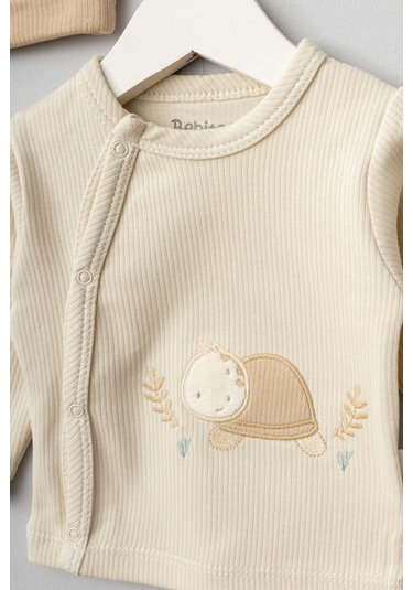 Bebitof 10 Parça Gülen Kaplumbağa Hastane Çıkışı Pamuklu Kahverengi