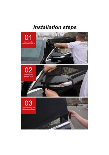 Youtek Suv Arka Cam İçin Esnek Ve Nefes Alabilen Sivrisinek Önleyici Güneşlik Perde, 115x52cm, 2 Adet, Siyah