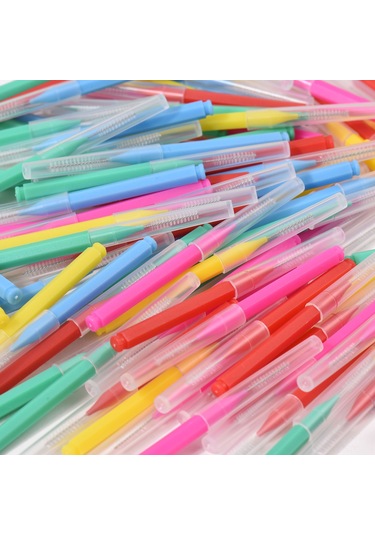 Skycity 100 Adet Renkli Diş Arası Fırça Seti - Yumuşak Tüylerle Gigi Aralarını Temizler, Diş Sağlığını Korur, Taşınabilir Mavi, Kırmızı, Yeşil, Sarı, Pembe Her 20 Adet