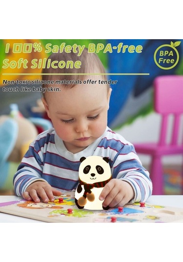 Panda Lamba, Panda Dokunmatik Silikon Lamba, Çocuk Yatak Odası İçin 7 Renk Değiştiren Işık