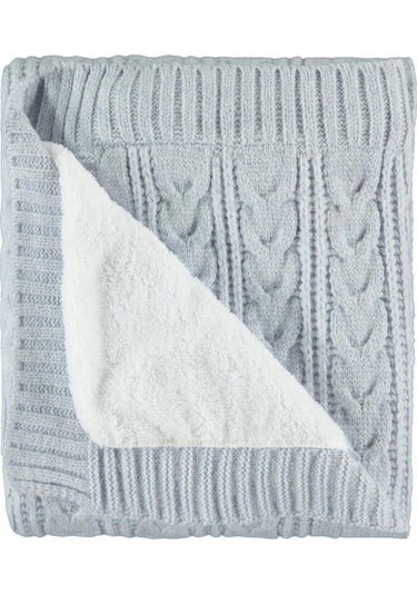 At Kuyruğu Desenli Triko Battaniye Mavi / 75x95 Mavi